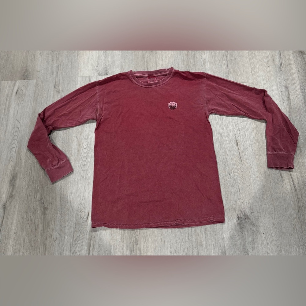 SOUTHERN FRIED COTTON Long-Sleeved T-Shirt Sz Small Red Greenville SC Dog HOLES